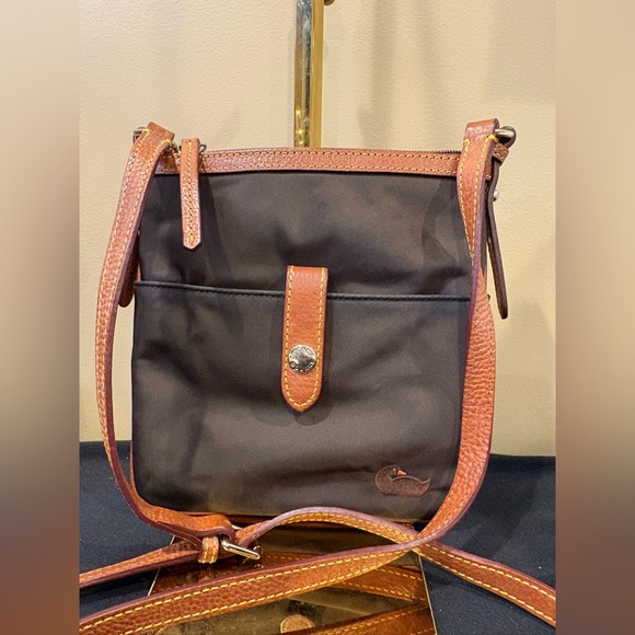 Dooney & Bourke Handbags - Dooney & Bourke Black Nylon Letter Carrier Crossbody Pink Lining